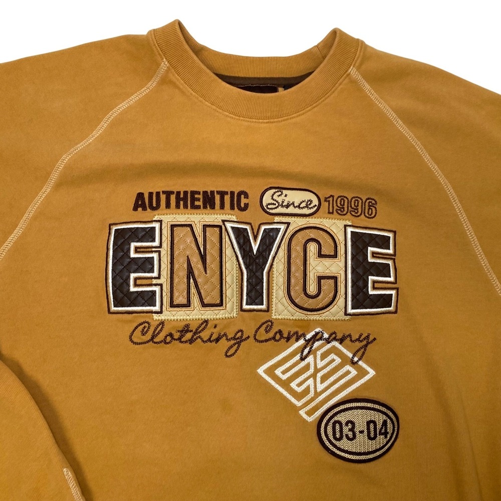 Vintage Enyce Sweatshirt XXL Yellow Brown Embroidered Quilted Y2K Streetwear